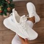 Women's Knitted Sports Shoes Lightweight Lace Up Low Top Running & Tennis Sneakers Breathable Gym Trainers For Holiday