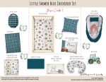 Cot Duvet Bedding Blue Checkered Set