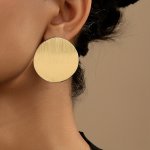 Large Round Shaped Stud Earrings Alloy Jewelry Simple Elegant Style Female Earrings For Daily Wear