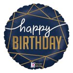 18 Inch Hbday Navy Gold Foil