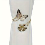 2PCS Flower Butterfly Design Curtain Tiebacks Hollow Out Curtain Holdback For Bedroom Living Room Home Decor Curtain Accessory