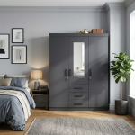 3-DOOR Mirrored Wardrobe With Drawers