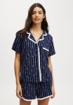 Cotton On Body Woven Ruffle Sleep Set - Bow Stripe navy