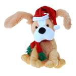 Dog Christmas With Movement And Christmas Song With Scarf - Light Brown