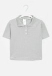 PoP Candy Rib Cropped Golf Shirt - Grey