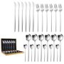 24-PIECE Authentic Flatware Dinner Set In Decadent Wooden Gift Box Silver