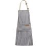 Gray Fine-striped Kitchen Apron Apron For Cooking With 2 Pockets