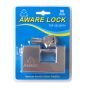 Aware - Insurance Padlock - Brass Mechanism Hardend Steel Body - 90MM