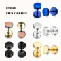 1PAIR Men's Ear Stud Earrings Stainless Steel Multiple Colors Available Earring Stud Barbell Stud Earrings