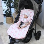 Pram Insert Pink Scattered Bow Set