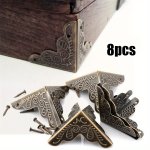 8PCS Antique Bronze Corner Protectors Lead-free Metal Finish Edge Guards For Furniture And Wood Box Decoration