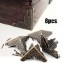 8pcs Antique Bronze Corner Protectors Lead-Free Metal Finish Edge Guards For Furniture And Wood Box Decoration