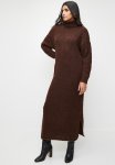 Edit Boucle Knitwear Dress - Brown