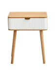 Ribbed Wood Effect Bedside Pedestal - None White