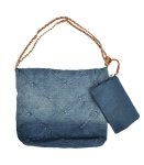 Silver Chain Denim Diamond Patch Bag - Blue Free