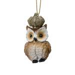 Polyresin Owl With Eyes Open 4.1X3.6X6.8CM