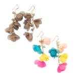 Beaded Fabric Floral Drop Earrings - Factory Plaza