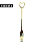 Goldair Gold Cake Fork Pack Of 6 - Heart