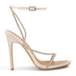 Champagne Satin Thin Strappy Stiletto Sandal