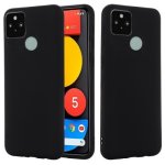 For Google Pixel 5A Solid Color Liquid Silicone Dropproof Full Coverage Protective Case Black