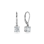 Chet Sterling Silver Cubic Zirconia Womens Cushion Drop Earrings
