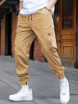 Men's Solid Cargo Pants With Pockets Casual Drawstring Joggers For Outdoor Activities