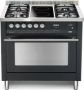 Professional 900 Gas/ Electric Oven With 4 Gas Burners 2 Ceran Electric Plates Matt Black