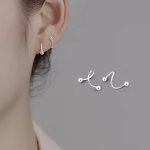 Minimalist Screw Round Bead Earrings Stainless Steel Silver Color Ear Jewelry Ornament Accessories