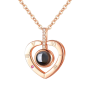100 Languages I Love You Projection Necklace Peach Heart Pendant
