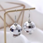 A Pair Of 2 Fashionable Punk Disco Ball Pendant Earrings For Ladies Teenage Girls Oil-drip Ear Jewelry Wedding Gift Jewelry Part