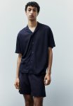 Regular Fit Knitted Resort Shirt - Navy Blue