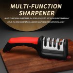 4-STAGE Manual Kitchen Knife Sharpener - Quick Easy Sharpening & Cutting Tool For Home And Outdoor Use