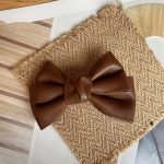 Pu Leather Bow Hair Clip Korean Style Hairpin Hair Accessories Coffee