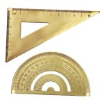 Sewacc 1SET Brass Triangle Ruler Protractor Geometry Measurement Tool For Architects Designers And Students Lightweight And Port