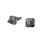 SWAROVSKI Ortyx Stud Earrings Pyramid Cut Gray Ruthenium Plated