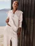 Tiana Loungewear Zip Front Sweatshirt - L Oatmeal Marle