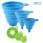 3PCS Portable Silicone Funnel For Kitchen And Wine - Collapsible And Foldable For Easy Storage And Transportation