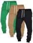 Men's 3PCS Set Of Solid Loose Fit And Cuffed Sweatpants With Drawstring And Pockets Casual And Comfy Sports Trousers For Autumn And Winter Jogging