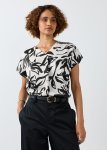 Pleat Detail V-neck Relaxed Fit Top