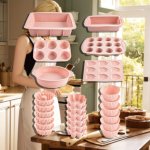24PIECE Set Kitchen Oven Baking Pans. Silicone Bakeware Set With Baking Pan Silicone Cake Molds Baking Sheet Donut Pan Silicone