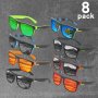 8-PACK Unisex Polarized Sports Glasses With Plastic Lenses PC Frame Anti-reflective Lens Technology For Hiking Fishing And Outdoor Activities - Fashionable Protective Eyewear