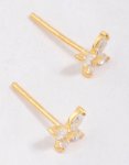 Goldair Gold Plated Sterling Silver Cubic Zirconia Chain Stud Earrings