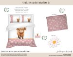 Kids Duvet Set Cow Daisy And Butterfly Pink