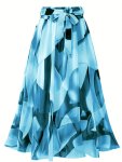 Plus Size All Over Print Belted Skirt Casual Skirt For Spring & Summer Women's Plus Sizeclothing