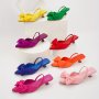 Women's Bowknot Kitten Heels Solid Color Pointed Toe Slingback Sandals All-Match Slip On Low Heels