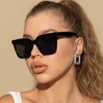 Oversized Square Frame Fashion Glasses For Women PC Material Versatile Eyewear For Hiking Beach Travel And Outdoor Photography