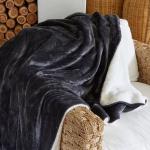 Sherpa Fleece Blanket Charcoal - Double 200X230CM