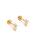 Goldair Gold Plated Surgical Steel Cubic Zirconia MINI Diamond Flat Back Studs