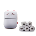 Portable Bluetooth MINI Thermal Printer Plus 5 Rolls Printer Paper 200DPI - Pink
