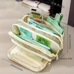 Extra-large Pencil Case - Durable Polyester Multi-compartment Organizer For School & Office Supplies Cosmetics - Ideal For Stude